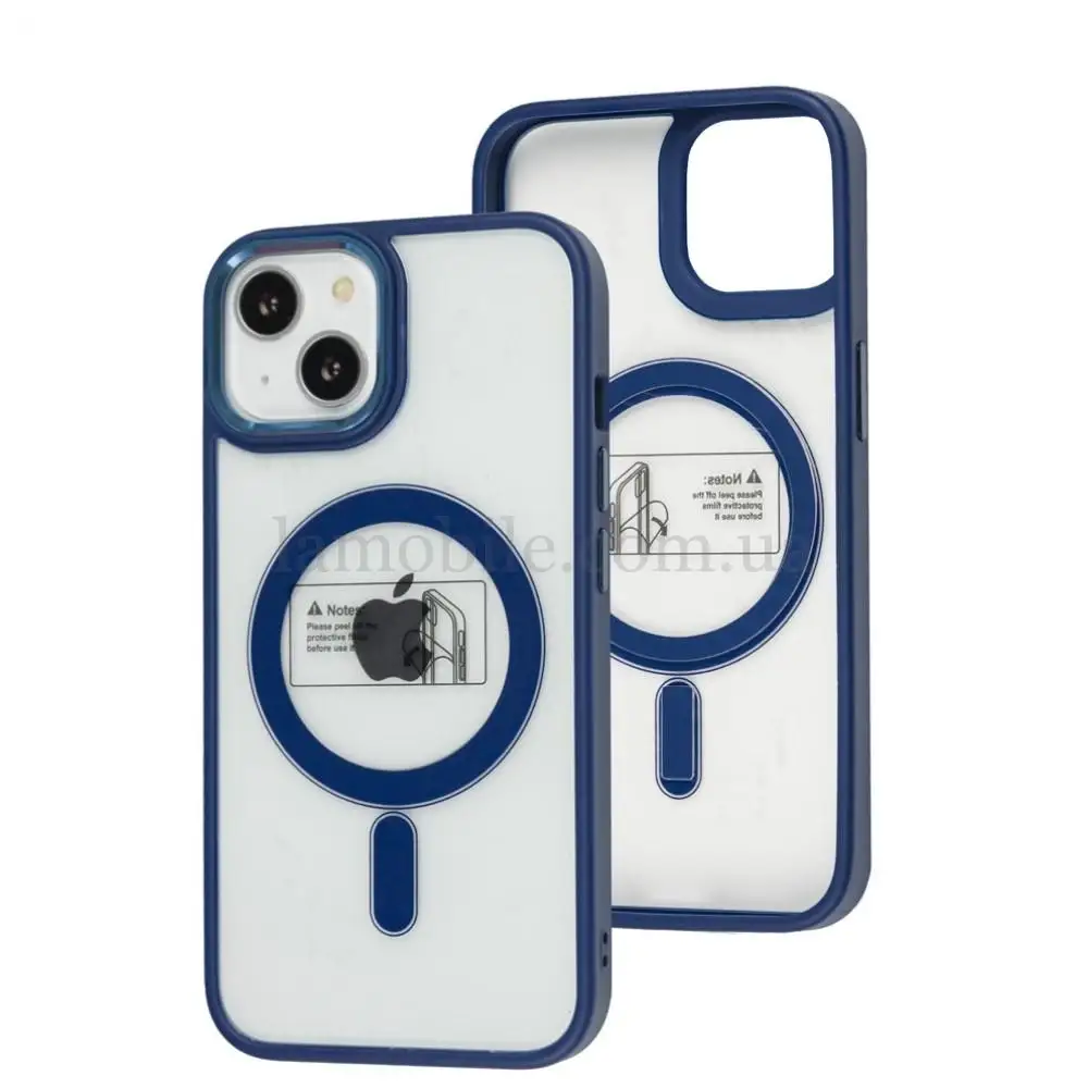 Чехол для iPhone 14 Metal Bezel MagSafe синий