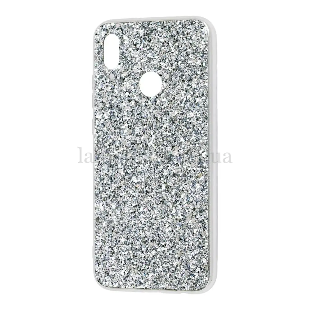 Чехол для Huawei P Smart 2019 Shining sparkles с блестками серебристый