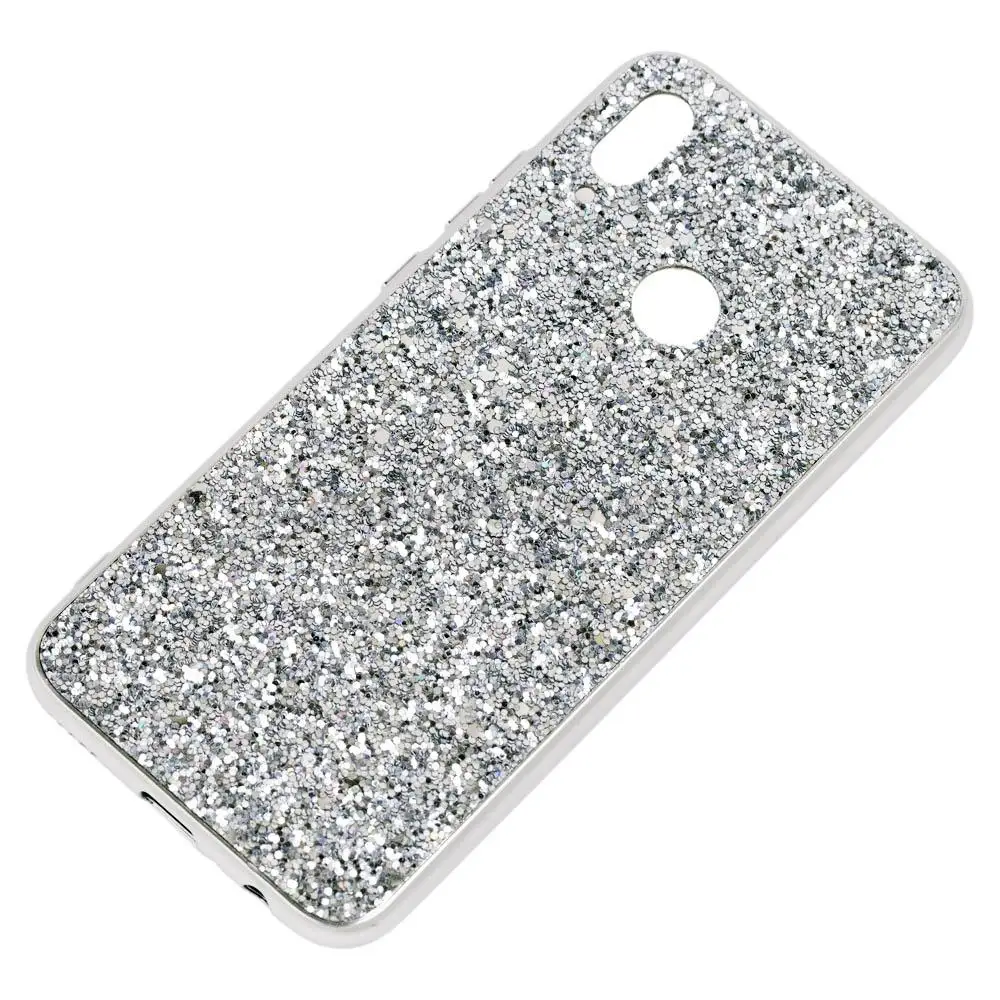 Чехол для Huawei P Smart 2019 Shining sparkles с блестками серебристый