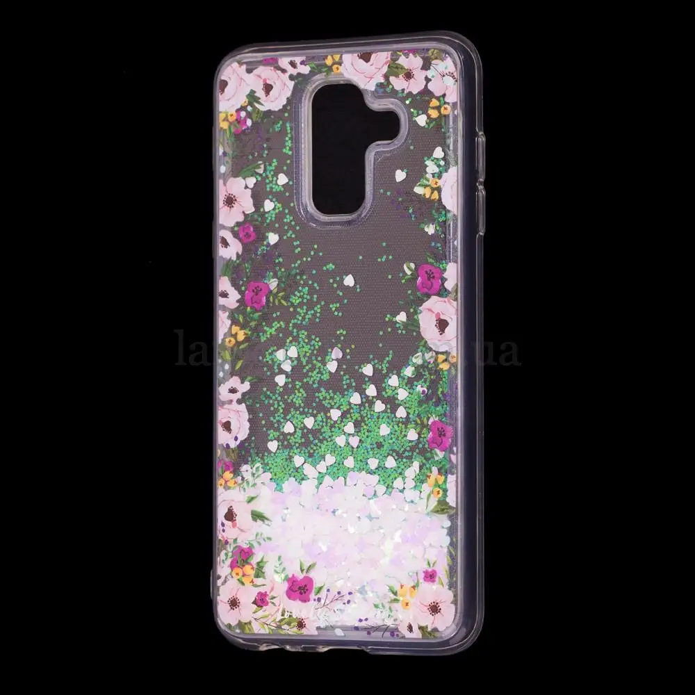 Чохол для Samsung Galaxy A6+ 2018 (A605) Блиск вода світло-рожевий "квіти"