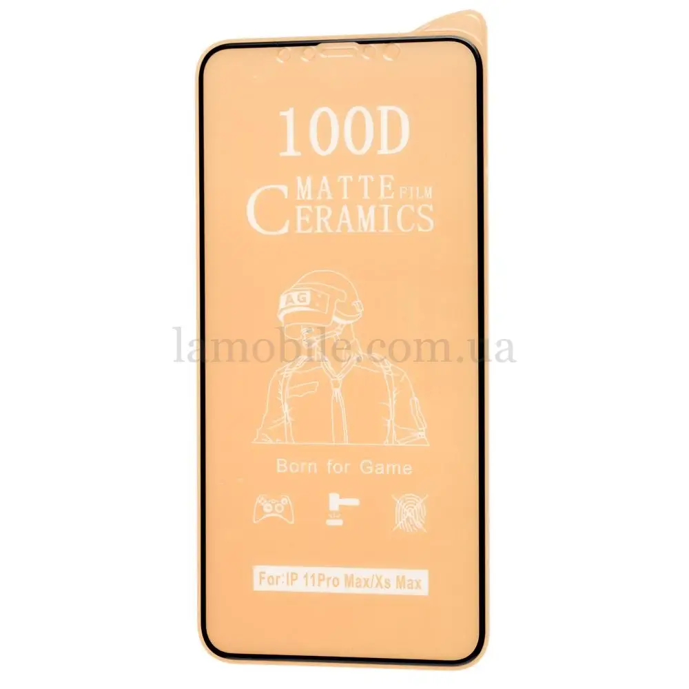 Защитное стекло для iPhone Xs Max / 11 Pro Max ceramics film 100D мат черное (OEM)