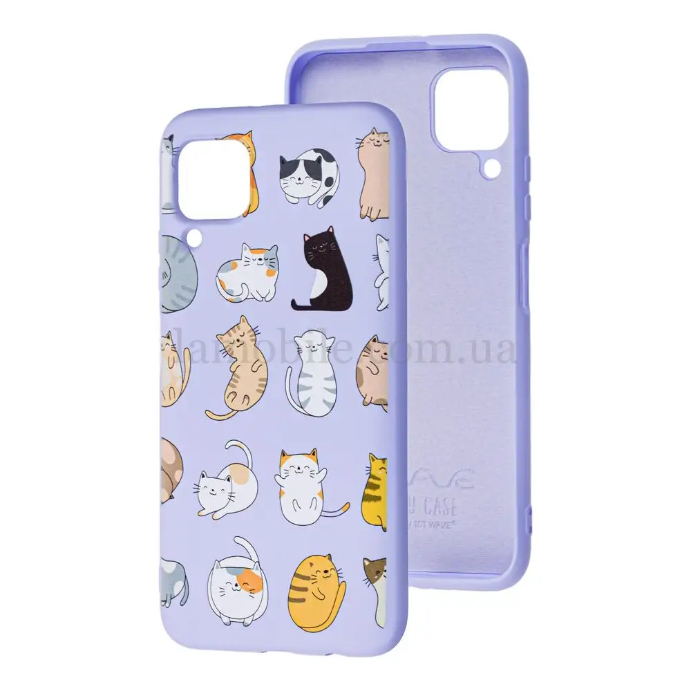 Чехол для Huawei P40 Lite Wave Fancy funny cats / light purple