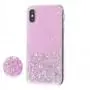 Чохол для iPhone X / Xs блискітки + popsocket "світло рожевий"