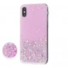 Чохол для iPhone Xs Max блискітки + popsocket "світло-рожевий"