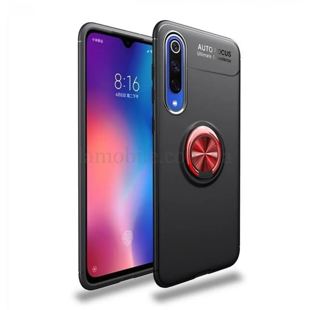Чохол для Xiaomi  Mi A3 Pro / Mi CC9 Deen ColorRing з кільцем чорний / червоний