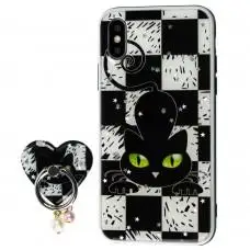 Чохол для iPhone Xs Max блискітки print + popsocket "кішка"