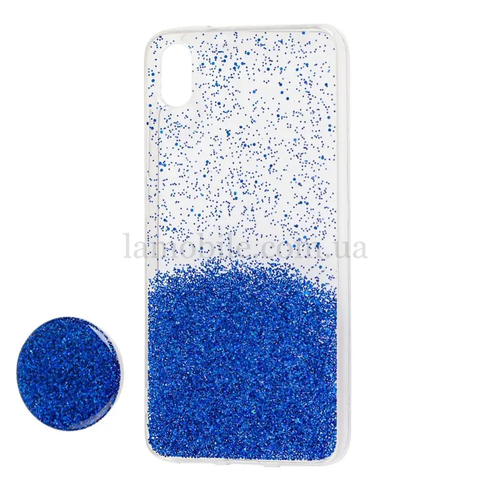 Чохол для Xiaomi Redmi 7A Fashion блискітки + popsocket синій