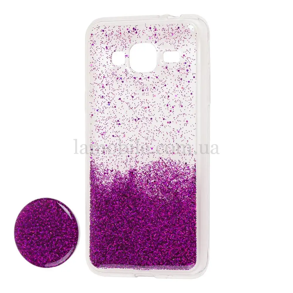 Чохол для Samsung Galaxy J3 2016 (J320) Fashion блискітки + popsocket фіолетовий