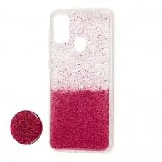 Чехол для Samsung Galaxy M21 / M30s Fashion блестки + popsocket бордовый