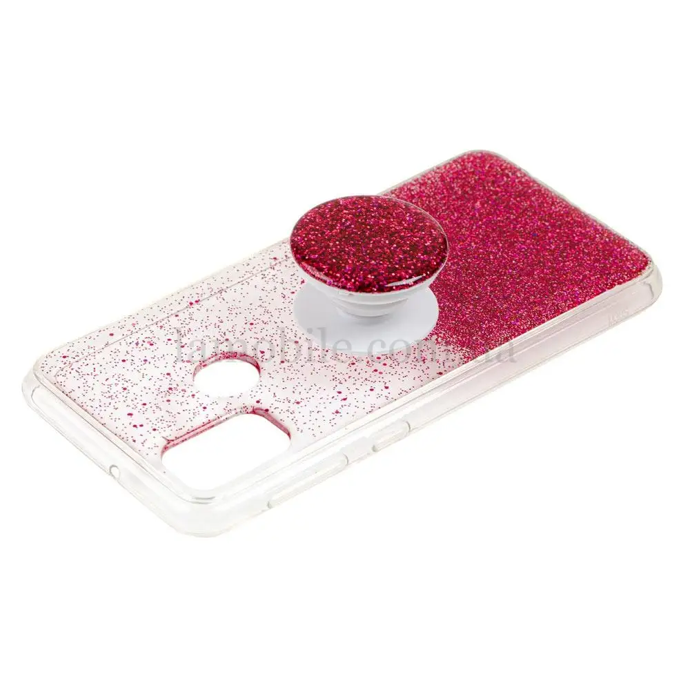 Чохол для Samsung Galaxy M21 / M30s Fashion блискітки + popsocket бордовий