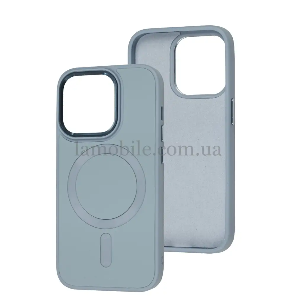 Чохол для iPhone 14 Pro Bonbon Leather Metal MagSafe mist blue