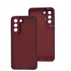 Чехол для Samsung Galaxy S21 FE (G990) Luxury Metal Lens марсала