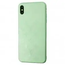 Чохол для iPhone Xs Max glass LV бірюзовий