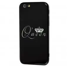 Чехол для iPhone 6 HQ glass "королева 01" черный