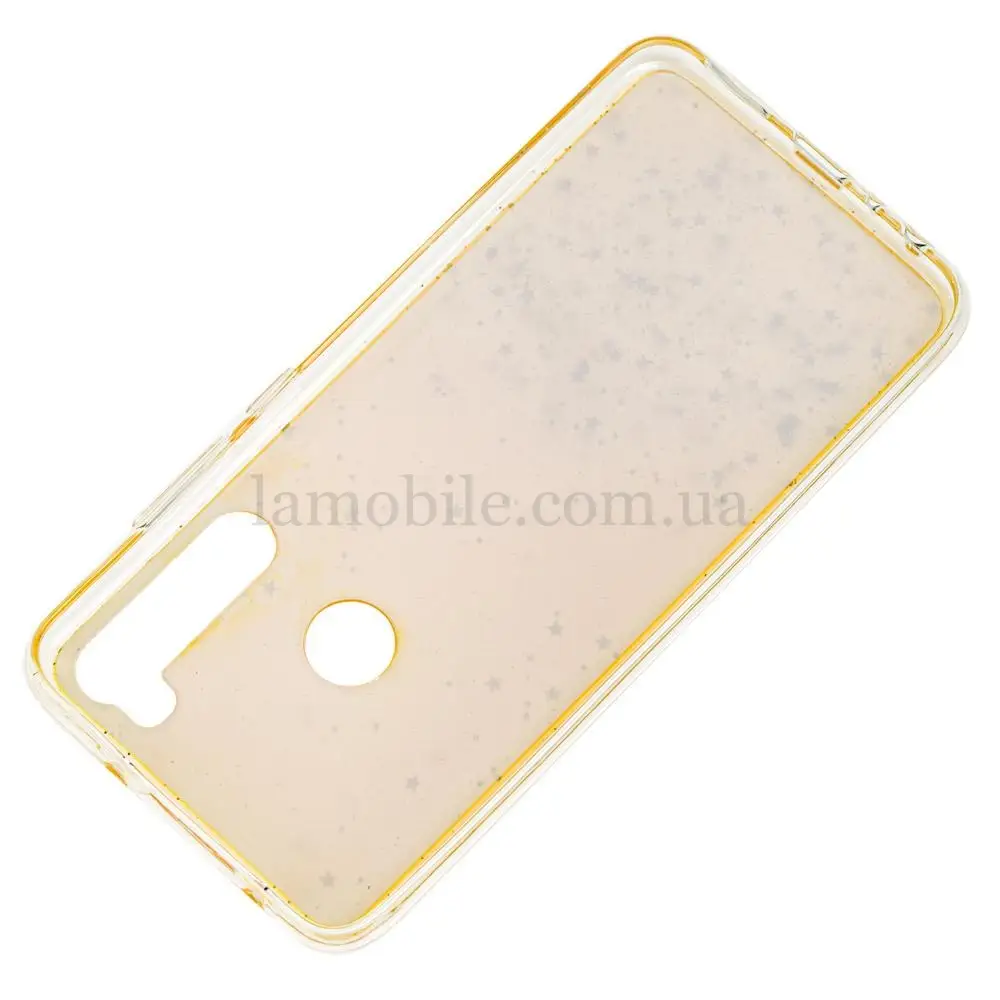 Чохол для Xiaomi Redmi Note 8 Acrylic блискітки + popsocket жовтий
