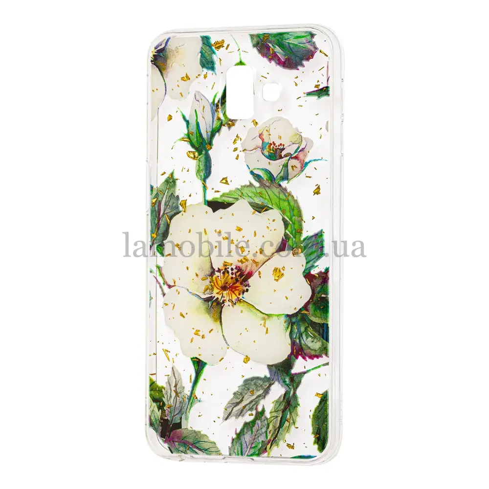 Чехол для Samsung Galaxy J6+ 2018 (J610) Flowers Confetti "шиповник"