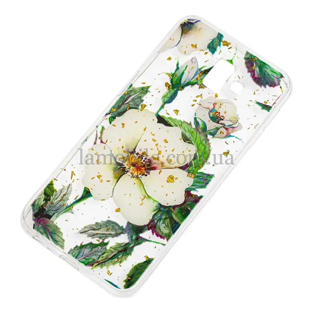 Чехол для Samsung Galaxy J6+ 2018 (J610) Flowers Confetti "шиповник"