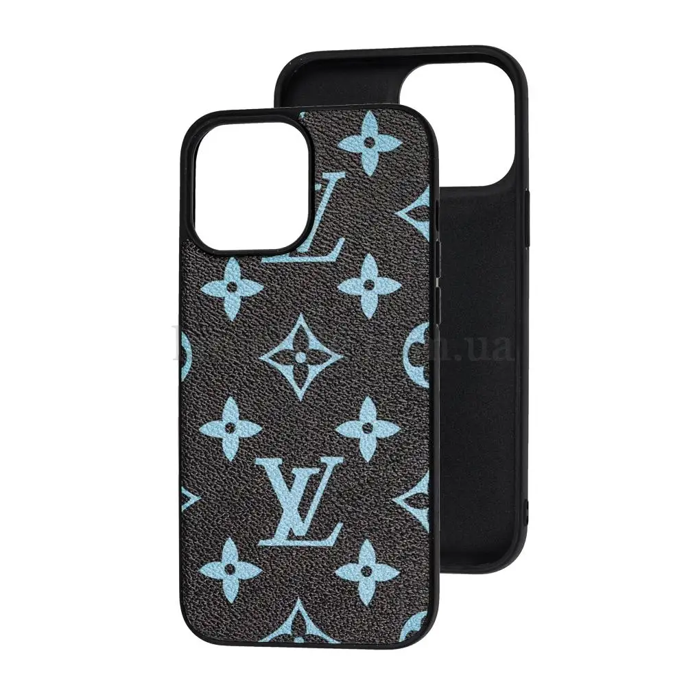 Чехол для iPhone 13 Pro Max ЛВ case (leather) blue / logo 