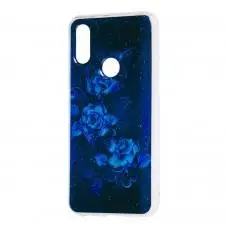 Чехол для Xiaomi Redmi 7 Flowers Confetti "роза" синий