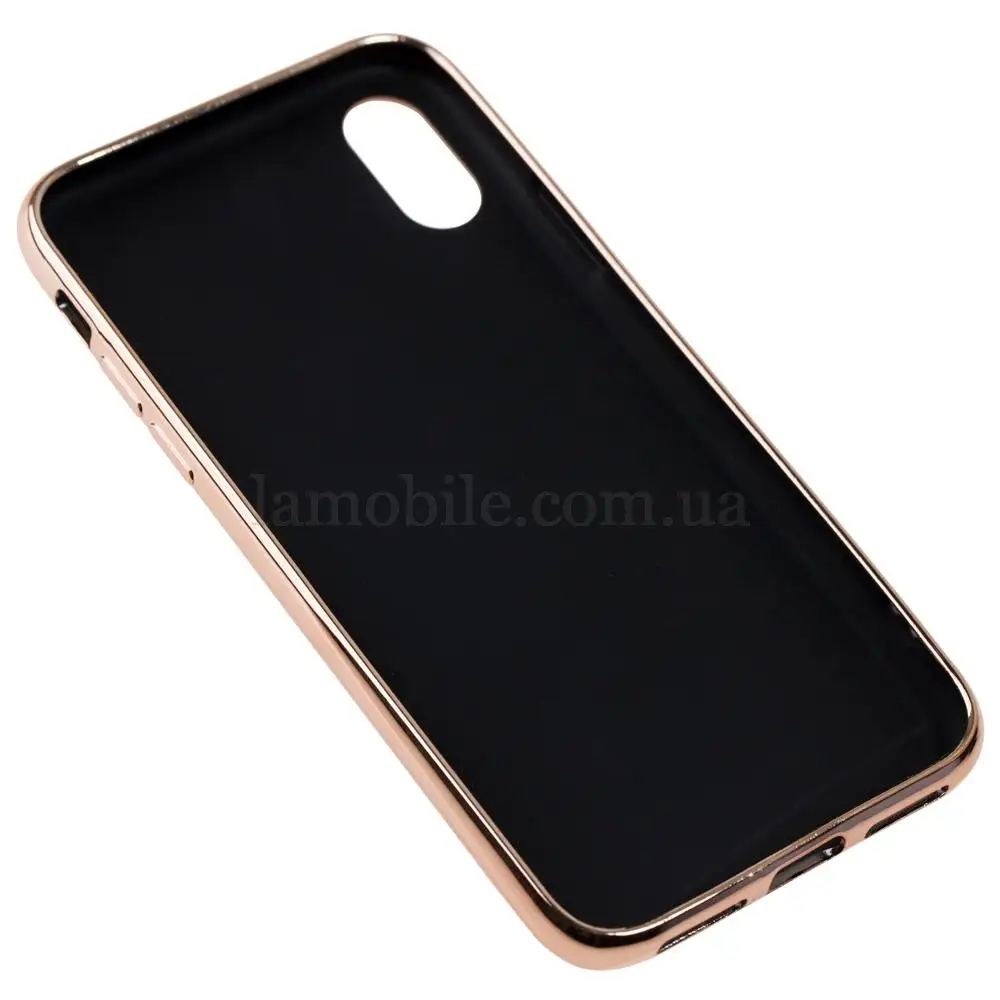 Чехол для iPhone X / Xs Silicone case матовый (TPU) розово-золотистый