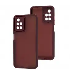 Чехол для Xiaomi Redmi 10 Luxury Metal Lens марсала