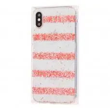 Чохол Shine Line для iPhone X/Xs з блискітками рожевий
