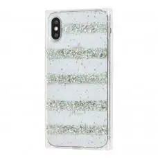 Чохол Shine Line для iPhone X/Xs з блискітками сріблястий