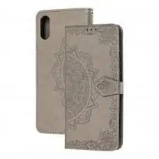 Чехол книжка для Xiaomi Redmi 9A "Art с визитницей" серый