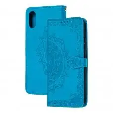Чехол книжка для Xiaomi Redmi 9A "Art с визитницей" синий
