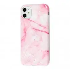 Чехол для iPhone 11 Design Mramor Glossy розовый