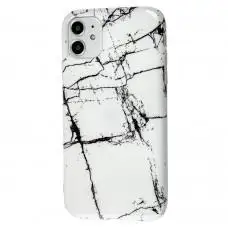 Чехол для iPhone 11 Design Mramor Glossy белый