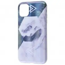 Чехол для iPhone 11 Pro Design Mramor Benzo бело-зеленый