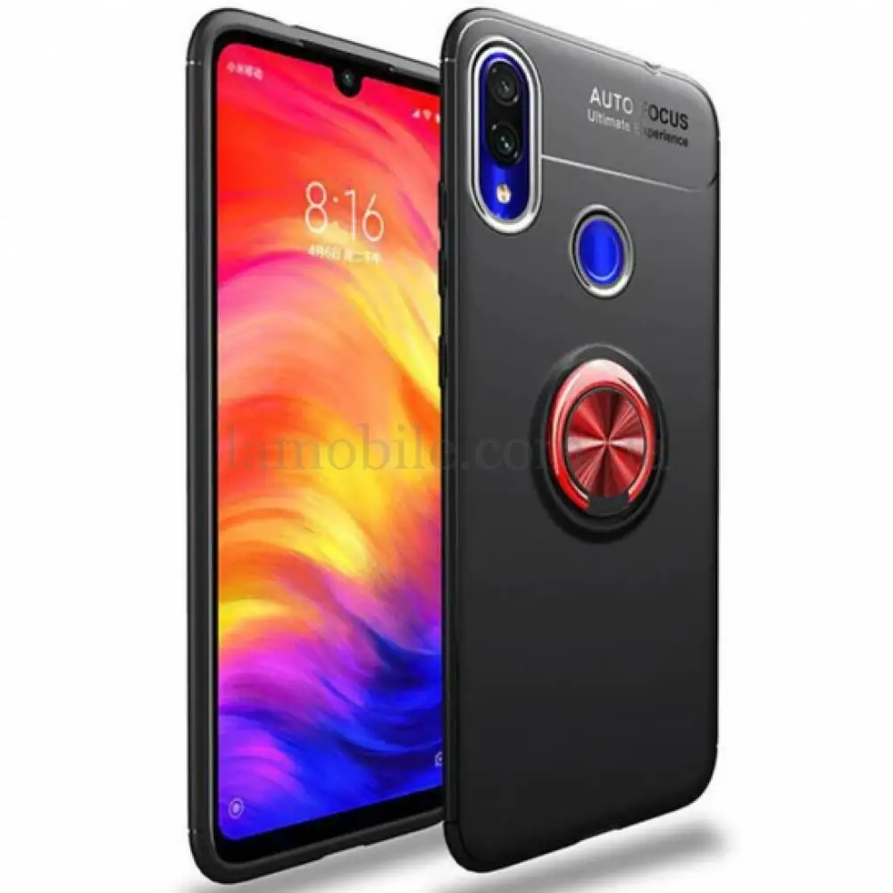 Чехол для Xiaomi Redmi Note 7 Deen ColorRing с кольцом черный / красный