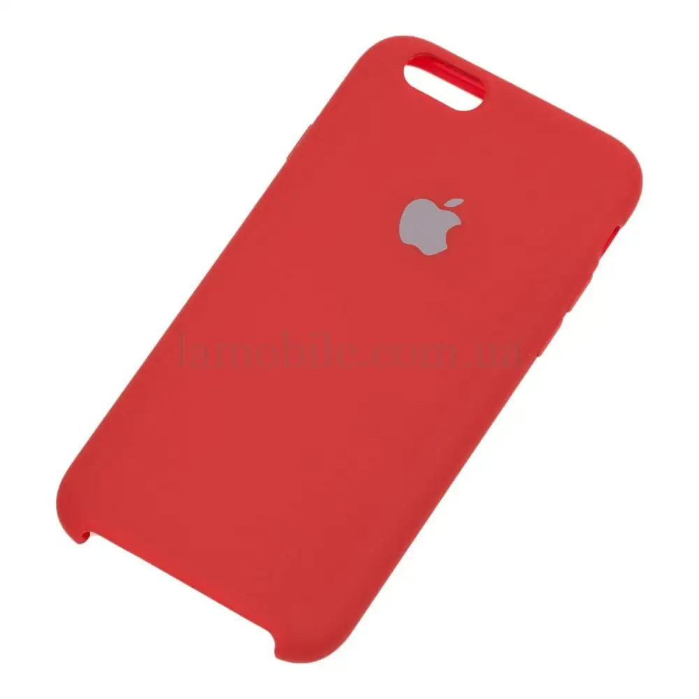 Чехол silicone case для iPhone 6 красный светлое яблоко