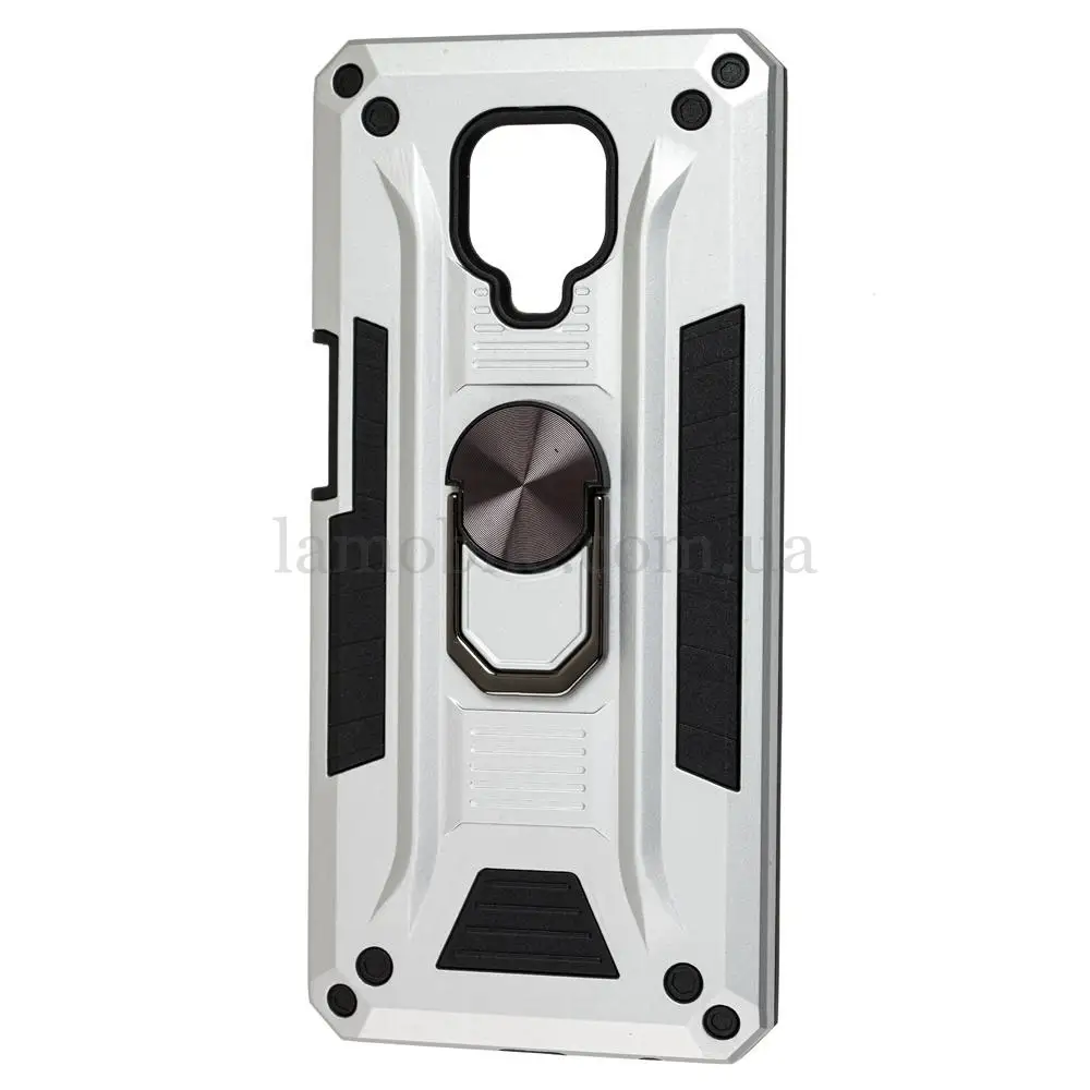 Чохол для Xiaomi Redmi Note 9s / 9 Pro Robot Ring сріблястий