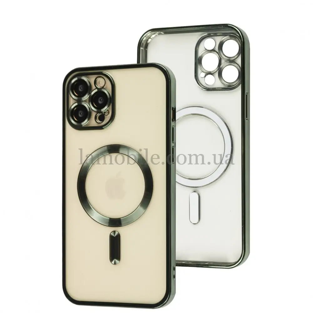 Чохол для iPhone 12 Pro Max Fibra Chrome MagSafe green