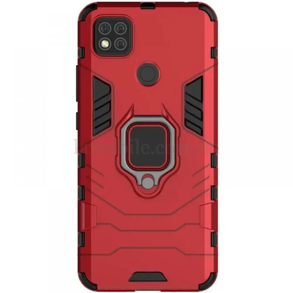 Чохол для Xiaomi Redmi 9C / 10A Transformer Ring удароміцний з кільцем червоний