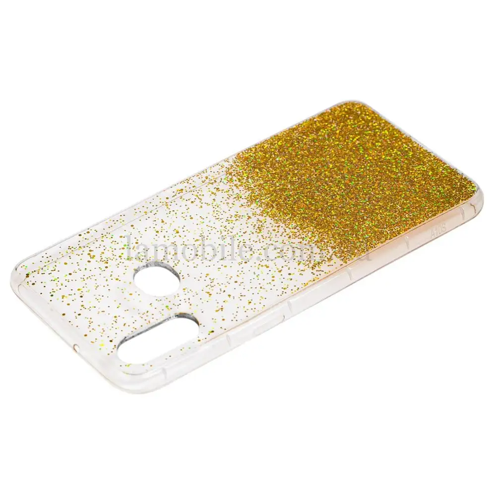 Чехол для Samsung Galaxy A10s (A107) Fashion блестки + popsocket золотистый