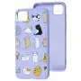 Чехол для Huawei Y5p Wave Fancy funny cats / light purple