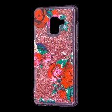 Чехол для Samsung Galaxy A8 2018 (A530) вода красный "красные розы"