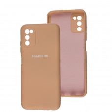 Чехол для Samsung Galaxy A03s (A037) Full camera розовый / cappuccino