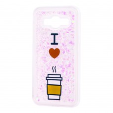 Чехол для Samsung Galaxy J5 (J500) вода светло-розовый "я люблю кофе"