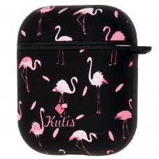 Чехол для AirPods Kutis black / pink flamingos