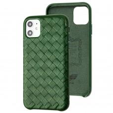 Чохол для iPhone 11 Natural leather Weaving forest green