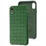 Чохол для iPhone Xs Max Natural leather Weaving forest green
