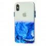 Чохол для iPhone X / Xs Transparent mramor синій