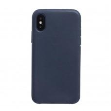 Чехол для iPhone X Silicone case Leather темно синий