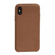 Чехол для iPhone X Silicone case Leather коричневый