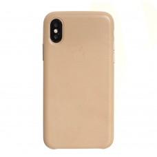 Чехол для iPhone X Silicone case Leather светло коричневый