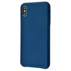 Чехол для iPhone Xs Max Leather Case (Leather) темно-синий